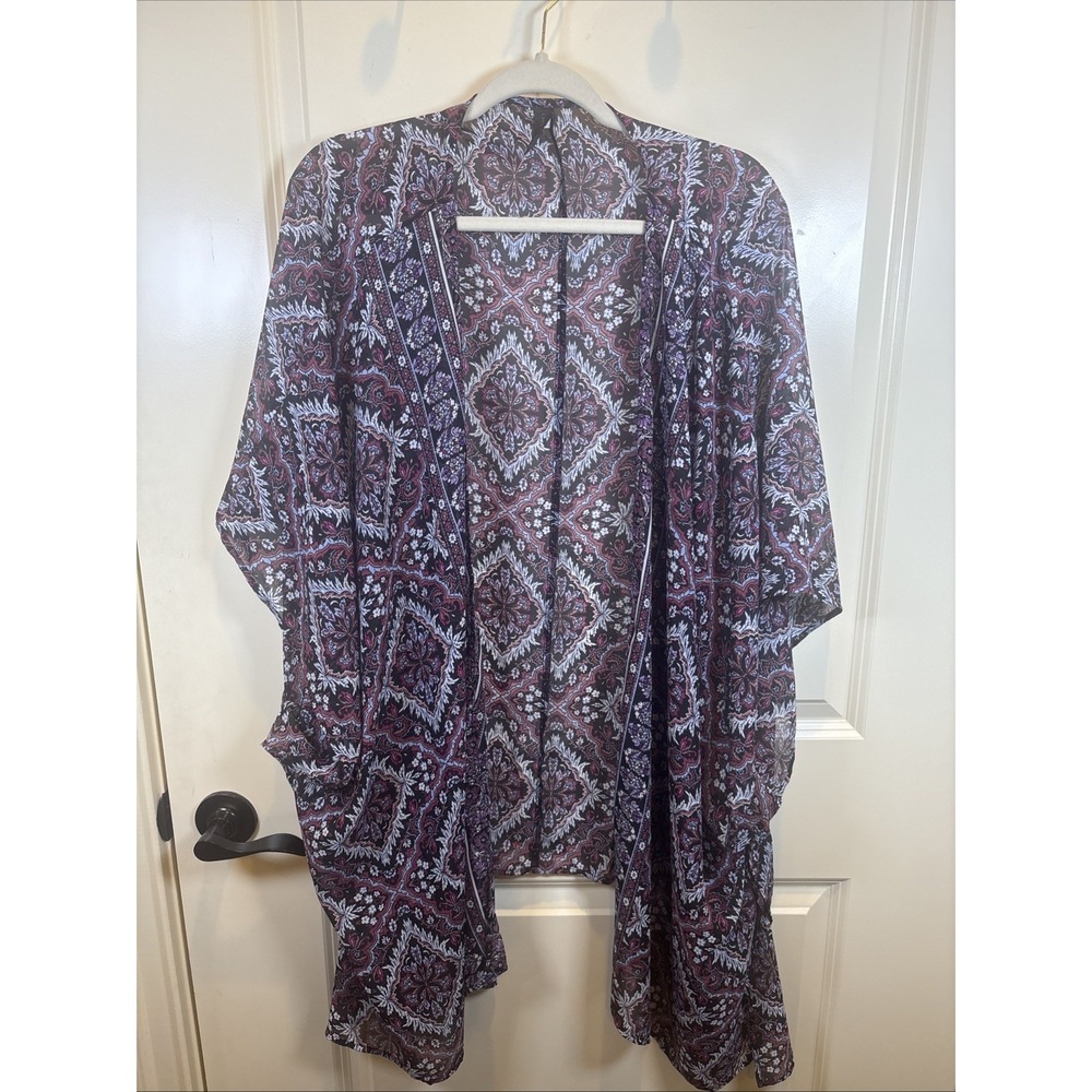 Lane Bryant Boho Open Front Cover-Up Kimono Topper Sheer‎ Cardigan One Size Plus